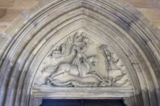 Relief depicting St George on the portal of the Church of Our Lady in Esslingen, Esslingen am