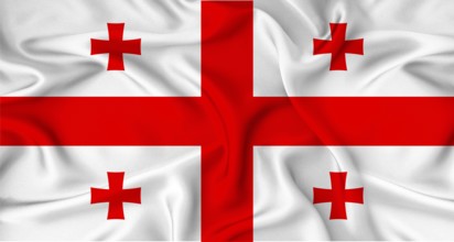 Realistic Georgia flag waving. Close up of flag of Georgia with cloth texture