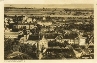 Historical postcard, picture postcard, Zweibrücken, Rhineland-Palatinate, Germany, digitally