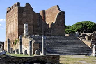 Ruins of the Capitol, Capitolium at the forum, podium temple with staircase, main temple, remains,