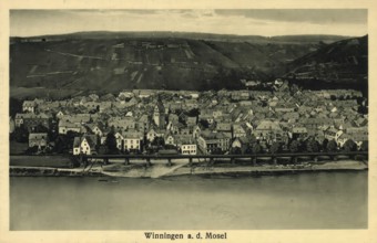Historical postcard, picture postcard, Winningen an der Moselle, Rhineland-Palatinate, Germany,