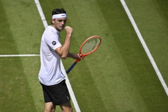 Taylor Fritz USA Cheering Emotion Gesture Gesture Tennis, ATP 250, BOSS Open 2025, Stuttgart,