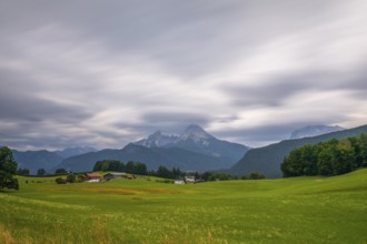 Dramatic weather over the Alps in Berchtesgadener Land with a view of the Watzmann