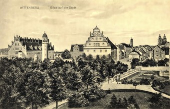 Historical postcard, picture postcard, Wittenberg, Saxony-Anhalt, Germany, digitally enhanced