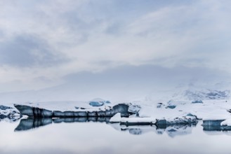 Jökulsarlon, icebergs, ice, glacial lake, Vatnajökull Glacier, winter, snow, sunset, Iceland*