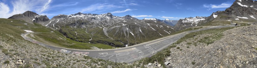 Panorama of southern ascent south ramp alpine road mountain road above above tree line highest