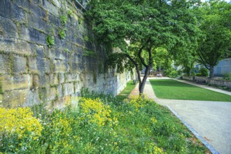 City wall and moat in Kronach, Germany