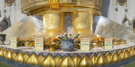 Feet of a 32 metre high standing Buddha decorated with glass mosaics and 24 carat gold, Luang Pho