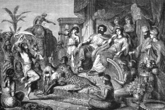 A Greek household enjoying a feast, 1st century BC, digital reproduction of a historical model
