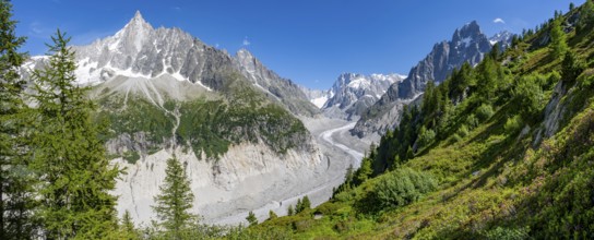 Picturesque mountain landscape with imposing mountain peaks and glaciers, Grand Balcon Nord, Mer de