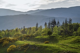 Mountains in Lake District National Park over Coniston Water, Cumbria, England, United Kingdom