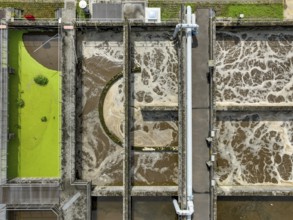 Germany - Wastewater treatment in a sewage treatment plant, clarifier with brown wastewater