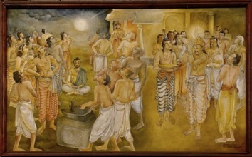 Temple of the sacred Tooth Relic or Sri Dalada Maligawa, Painted panel depicting the history of the
