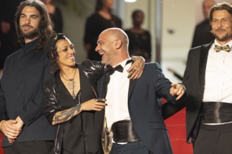Cannes, France - 15.5.2024: Jade Oukid, Richard Bellamy (C) and cast during the SIRAT Red Carpet of