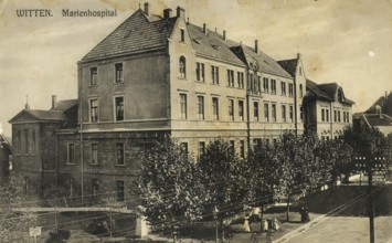 Historical postcard, picture postcard, Marienhospital in Witten, North Rhine-Westphalia, Germany,
