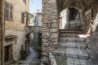 Picturesque medieval mountain village, Peillon, near Monaco, Cote d'Azur, Alpes-Maritimes,