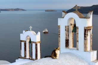 Church with sailing ship Santorini Greece Cat built in