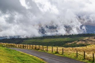 Nevis Range Mountains from Commando Memorial, Grampian Mountains, Fort William, Highland, Lochaber,