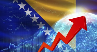 Global financial growth with Bosnia flag. Financial growth with Bosnia flag on economic background