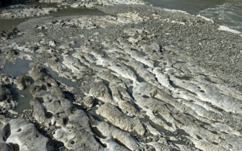 Riverbed of the Kura River, near Gori, Imeretia, Georgia, formed by water erosion