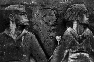 Bittermark memorial, memorial site, detail with tulip for the memorial service on Good Friday,