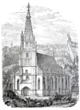 The Protestant Church of Our Lady in Esslingen am Neckar in 1880, Baden-Württemberg, Germany,
