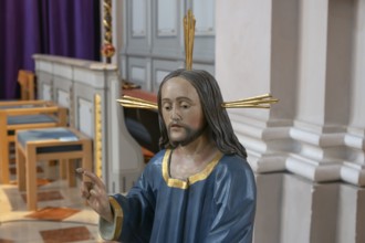 Detail of the new copy of the Palmesel, formerly 16th century, in St Nicholas Church, Tannheim,