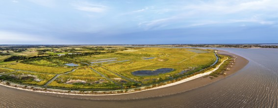 Panorama of Marshes over Randonnee entre Histoire et Nature from a drone, Fouras, Fouras-les-Bains,