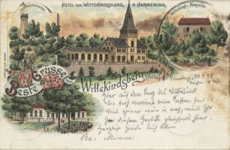 Historical postcard, picture postcard, Wittekindsberg (Porta), North Rhine-Westphalia, Germany,