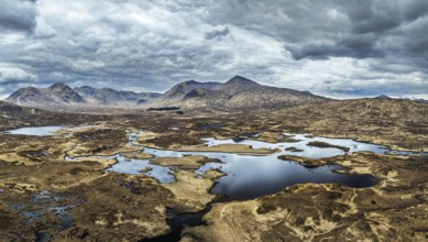 Rannoch Moor from a drone over Loch Ba and Loch of the Armpit, A82 Highland Way, Argyll and Bute,