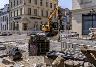 Roadworks in Brandenburger Straße, shopping street in Potsdam, Brandenburg, Germany