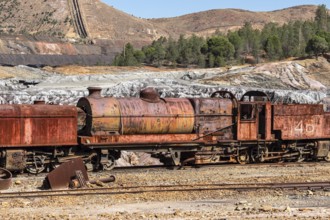 Rio Tinto mining area, destroyed nature and remains of mining activities, views along the touristic
