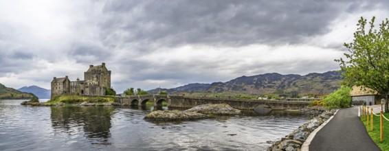 Panorama of Eilean Donan Castle, Loch Duich, Isle of Skye, Highlands, Scotland, UK