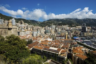 Panorama, Skyline with skyscrapers by the sea, Monte Carlo, Cote d'Azur, Monaco