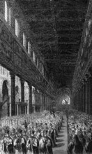 The papacy, a procession of the clergy, probably in the 4th century, digital reproduction of a