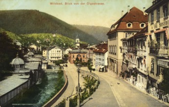 Historical postcard, picture postcard, Wildbad, Bad Wildbad, Baden-Württemberg, Germany, digitally