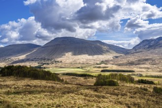 Mountains and Moors over Loch Tulla and River Orchy, Highlands, Scotland, UK