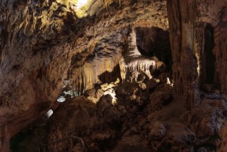 Limestone rock formations in a cave at Florida Caverns State Park in the Florida panhandle near