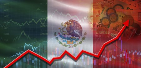 Mexico financial growth on market graph. Mexico economic growth on financial graph
