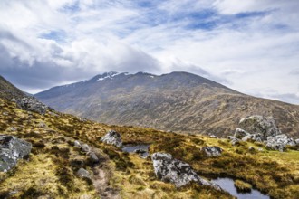 View from Nevis Range Mountains, Grampian Mountains, Fort William, Highland, Lochaber, Scotland, UK