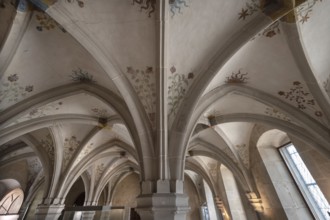 Late Gothic ribbed vault in the lay refectory, built in 1530, painted in 1528, Bebenhausen