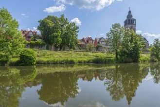 St. Crucis Church, Bad Sooden, Allendorf, Allendorf district, church tower, tower clock, town wall,