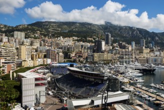 Panorama, Skyline with skyscrapers by the sea, Monte Carlo, Cote d'Azur, Monaco