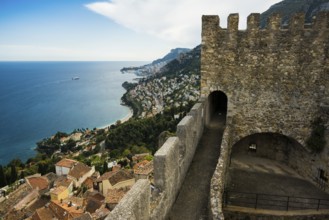 Picturesque mountain village overlooking the sea, Roquebrune, Roquebrune-Cap-Martin, near Monaco,