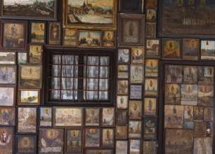 Votive plaques in the walkway around the Chapel of Grace, Kapellplatz, place of pilgrimage,