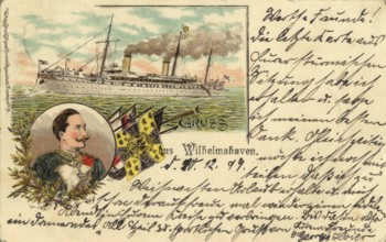 Historical postcard, picture postcard, Wilhelmshaven, Lower Saxony, Germany, digitally enhanced