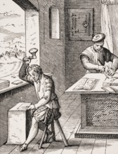 Gold beater. Reproduction of a woodcut from the 16th century by Jost Amman from the 19th century,