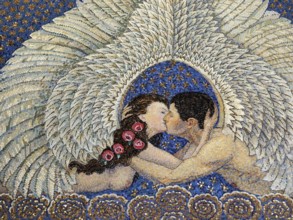 Mosaic entitled The Kiss by Friedrich Wilhelm Kleukens in the Wedding Tower, Mathildenhöhe,