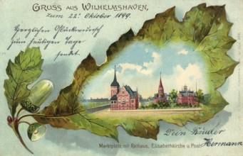 Historical postcard, picture postcard, Wilhelmshaven, Lower Saxony, Germany, digitally enhanced