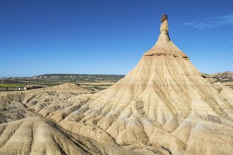 Castildetierra rock formation, semi-desert, Bardena Blanca area, Bardenas Reales Nature Park,
